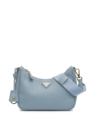 Pre-owned Prada 2013-2025 Saffiano Re Edition 2005 Satchel In Blue