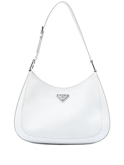 Pre-owned Prada 2013-2025 Spazzolato Cleo Shoulder Bag In White