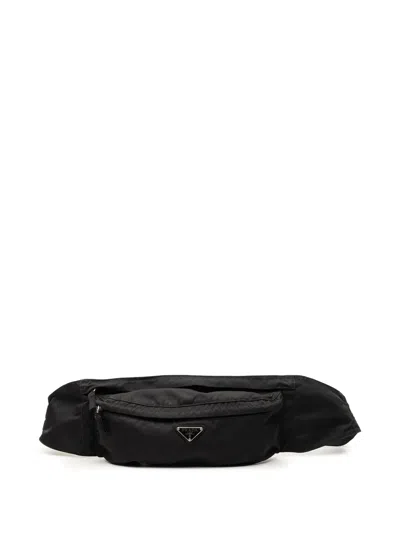 Pre-owned Prada 2013-2025 Tessuto Belt Bag In Black