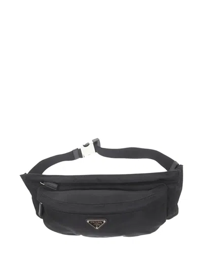 Pre-owned Prada 2013-2025 Tessuto Belt Bag In Black