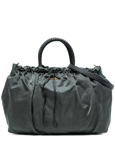 Pre-owned Prada 2013-2025 Tessuto Bow Satchel In Grey