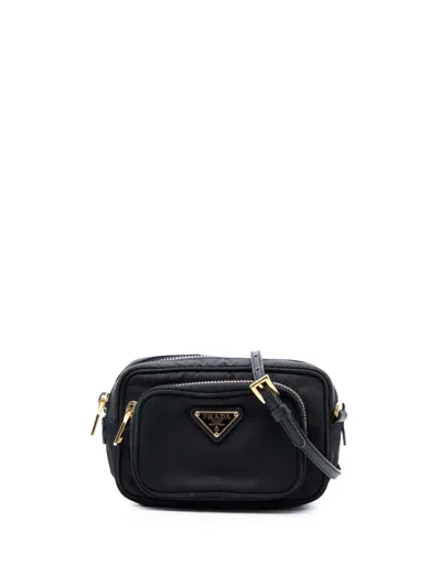 Pre-owned Prada 2013-2025 Tessuto Camera Bag Crossbody Bag In Black