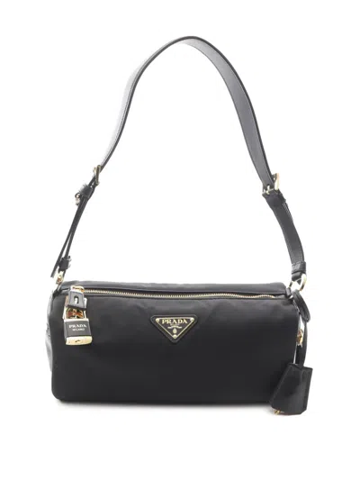 Pre-owned Prada 2013-2025 Tessuto Logo Shoulder Bag In Black