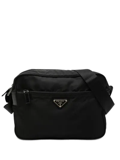 Pre-owned Prada 2013-2025 Tessuto Zip Top Crossbody Bag In Black