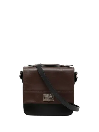 Pre-owned Prada 2013-2026 Bicolor City Calf Satchel In Brown