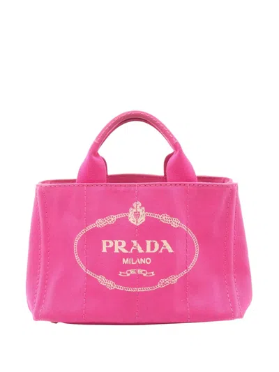 Pre-owned Prada 2013-2026 Canapa Handbag In Pink