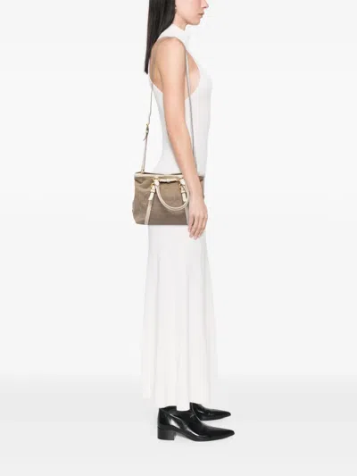 Pre-owned Prada 2013-2026 Canvas Canapa Logo Bow Satchel In White