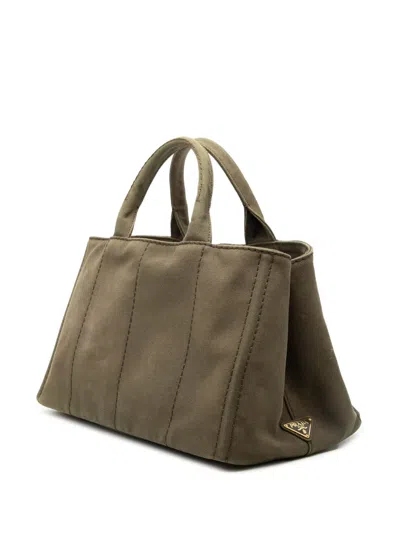 Pre-owned Prada 2013-2026 Canvas Canapa Logo Satchel In Brown