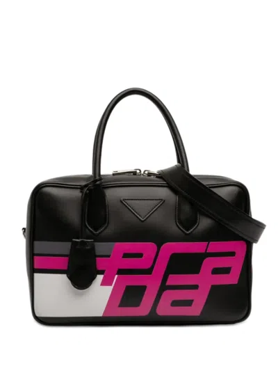 Pre-owned Prada 2013-2026 City Calf Racing Satchel In Black