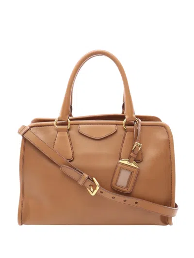 Pre-owned Prada 2013-2026 City Calf Satchel In Brown