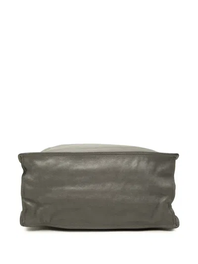 Pre-owned Prada 2013-2026 Glace Calf Etiquette Tote Bag In Grey