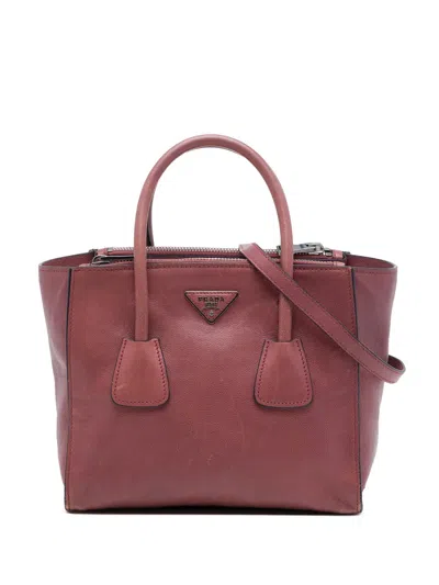 Pre-owned Prada 2013-2026 Glace Calf Twin Pocket Satchel In Pink