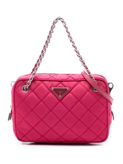 Pre-owned Prada 2013-2026 Impuntu Tessuto Satchel In Pink