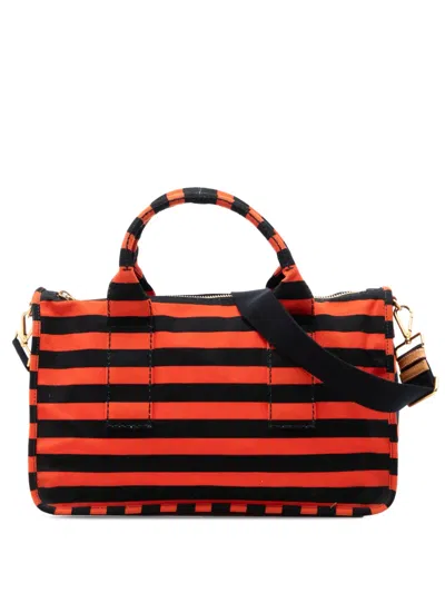 Pre-owned Prada 2013-2026 Large Canvas Canapa Righe Striped Satchel In Red