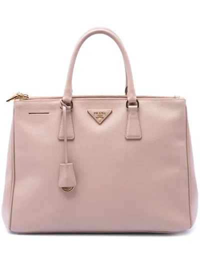 Pre-owned Prada 2013-2026 Large Saffiano Lux Galleria Double Zip Satchel In Brown