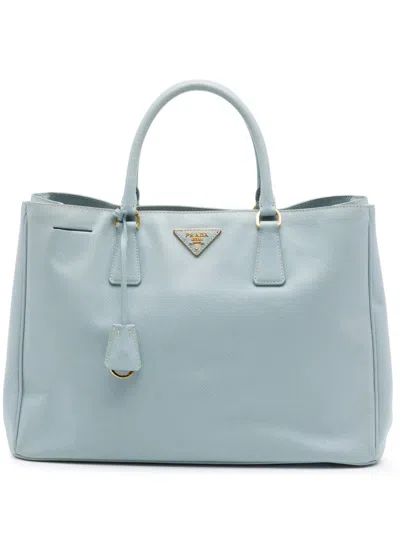 Pre-owned Prada 2013-2026 Large Saffiano Lux Galleria Satchel In Blue