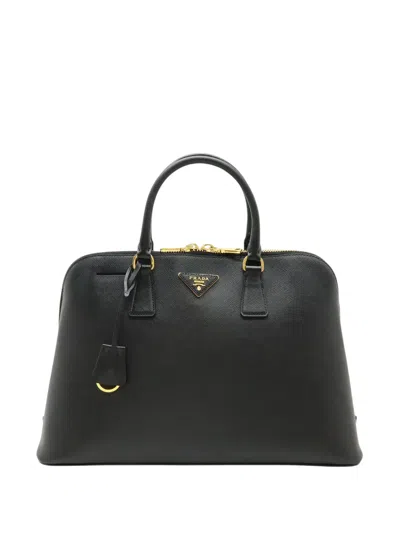 Pre-owned Prada 2013-2026 Large Saffiano Lux Promenade Satchel In Black