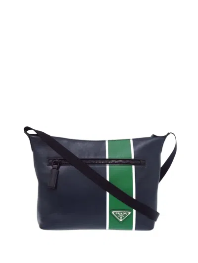 Pre-owned Prada 2013-2026 Leather Crossbody Bag In Blue