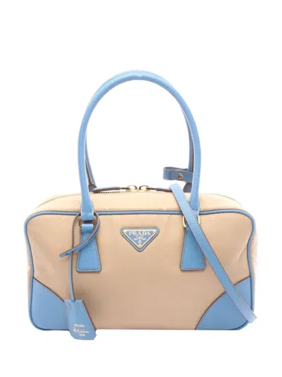 Pre-owned Prada 2013-2026 Medium Re-edition Saffiano 1978 Tote Satchel In Neutral