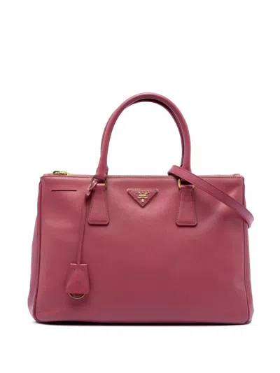 Pre-owned Prada 2013-2026 Medium Saffiano Lux Galleria Double Zip Satchel In Pink