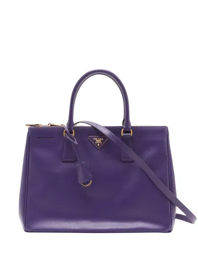 Pre-owned Prada 2013-2026 Medium Saffiano Lux Galleria Double Zip Satchel In Purple