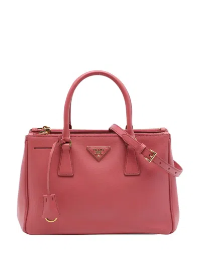 Pre-owned Prada 2013-2026 Medium Saffiano Lux Galleria Double Zip Tote Satchel In Pink