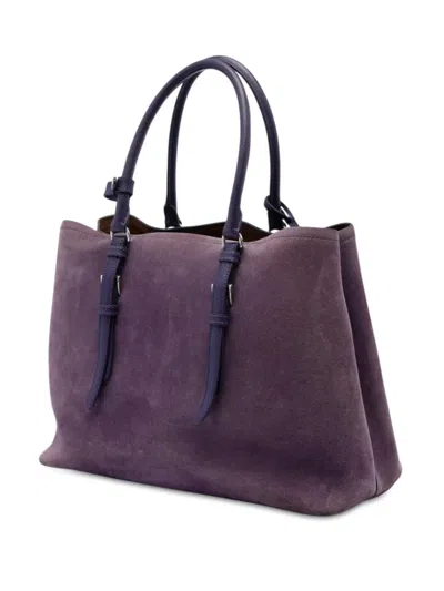 Pre-owned Prada 2013-2026 Medium Scamosciato Double Handle Tote Satchel In Purple