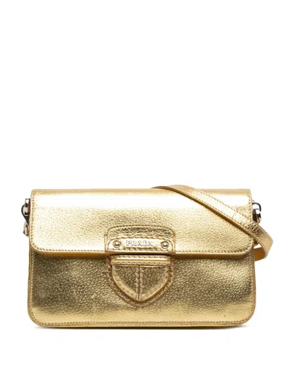 Pre-owned Prada 2013-2026 Metallic Cinghiale Crossbody Bag In Gold