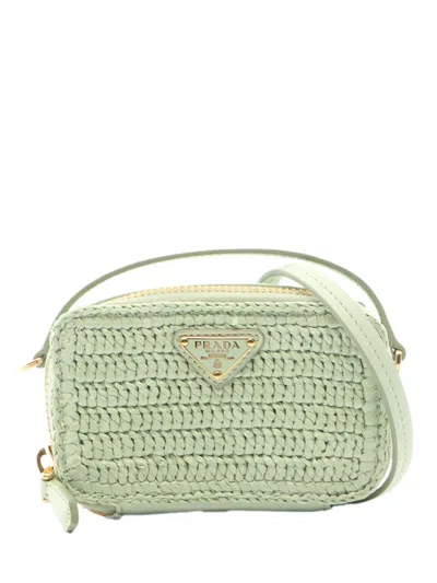 Pre-owned Prada 2013-2026 Mini Crochet Satchel In Green