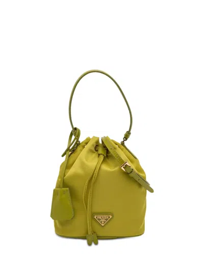 Pre-owned Prada 2013-2026 Mini Re Nylon Re Edition 1978 Bucket Bag Satchel In Green