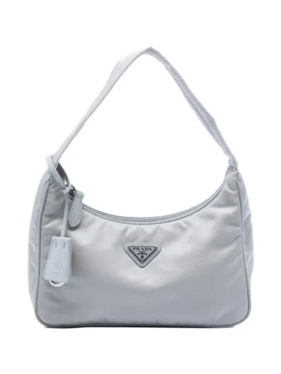 Pre-owned Prada 2013-2026 Mini Re Nylon Re Edition 2000 Shoulder Bag In Blue