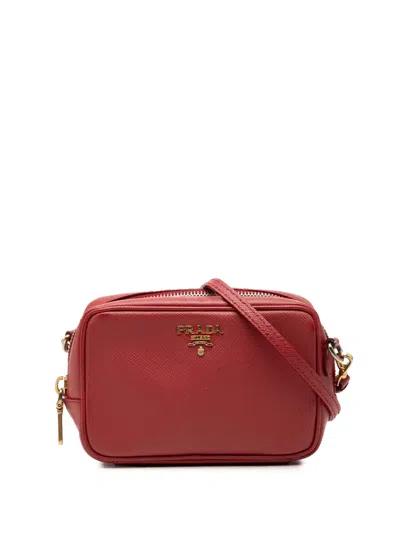 Pre-owned Prada 2013-2026 Mini Saffiano Camera Bag Crossbody Bag In Red