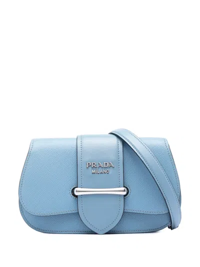 Pre-owned Prada 2013-2026 Mini Saffiano Sidonie Crossbody Bag In Blue