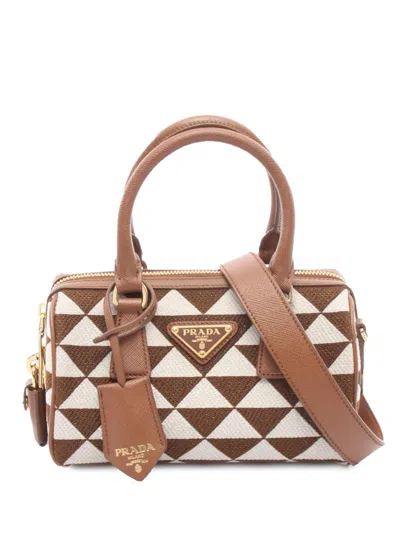 Pre-owned Prada 2013-2026 Mini Symbole Triangolo Satchel In Brown