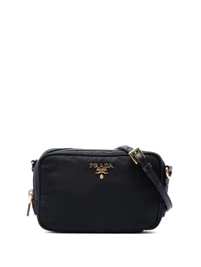Pre-owned Prada 2013-2026 Mini Tessuto Camera Bag Crossbody Bag In Black