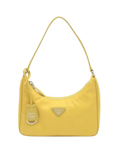 Pre-owned Prada 2013-2026 Mini Tessuto Re Edition 2005 Satchel In Yellow