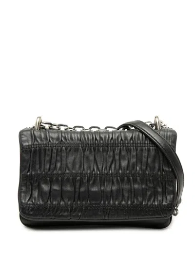 Pre-owned Prada 2013-2026 Nappa Gaufre Shoulder Bag In Black