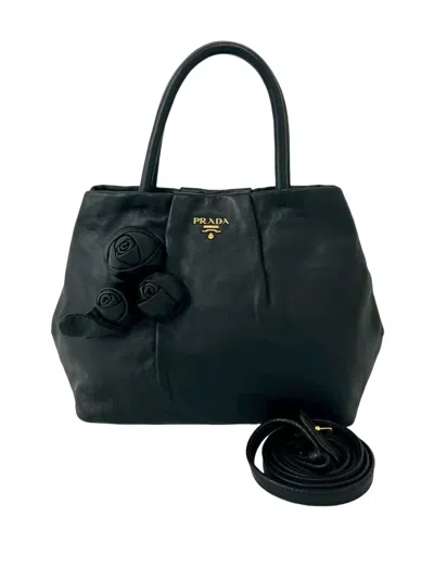 Pre-owned Prada 2013-2026 Nappa Rose Leather Satchel In Black