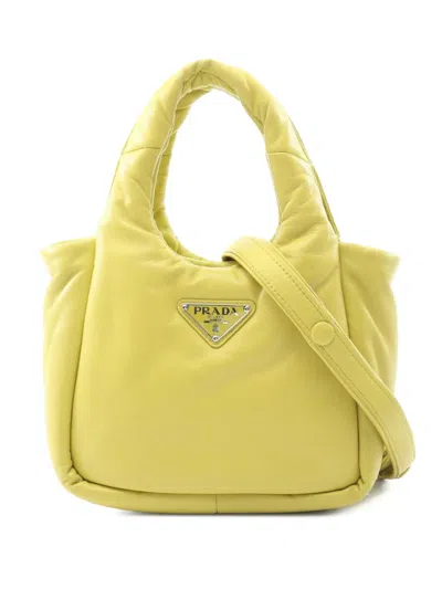 Pre-owned Prada 2013-2026 Padded Leather Satchel In Yellow