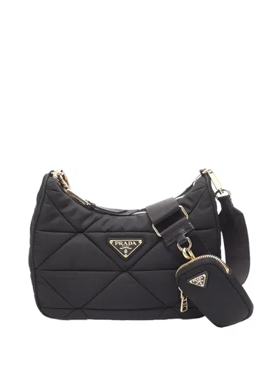 Pre-owned Prada 2013-2026 Padded Re-nylon Crossbody Bag In Black