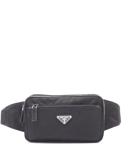 Pre-owned Prada 2013-2026 Re Nylon Belt Bag In Black