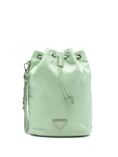 Pre-owned Prada 2013-2026 Re Nylon Drawstring Pouch In Green