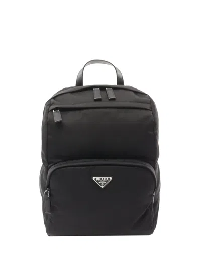 Pre-owned Prada 2013-2026 Re Nylon Tessuto Backpack In Black