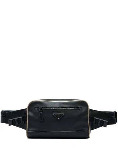 Pre-owned Prada 2013-2026 Saffiano Belt Bag In Black