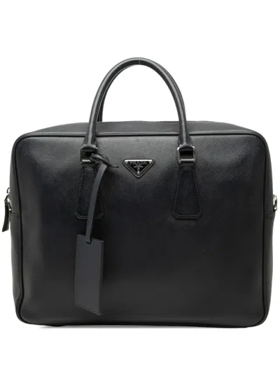 Pre-owned Prada 2013-2026 Saffiano Briefcase Business Bag In Black