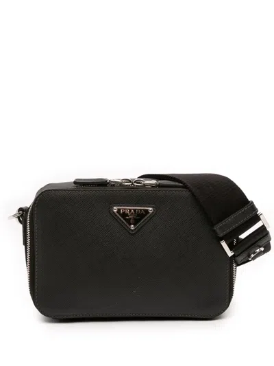Pre-owned Prada 2013-2026 Saffiano Brique Crossbody Bag In Black