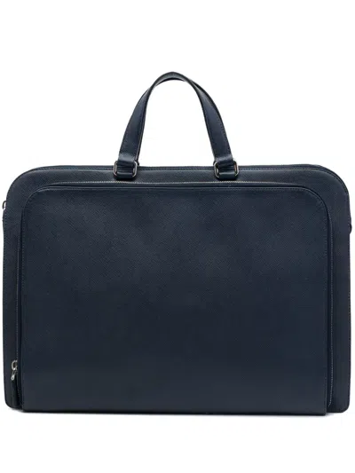 Pre-owned Prada 2013-2026 Saffiano Business Bag In Blue
