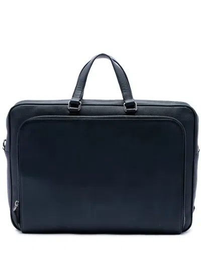 Pre-owned Prada 2013-2026 Saffiano Business Bag In Blue