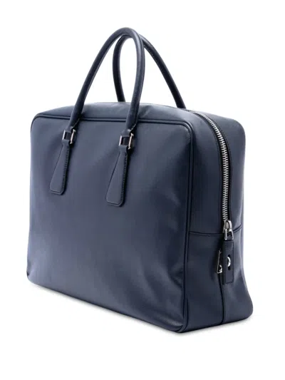 Pre-owned Prada 2013-2026 Saffiano Business Bag In Blue