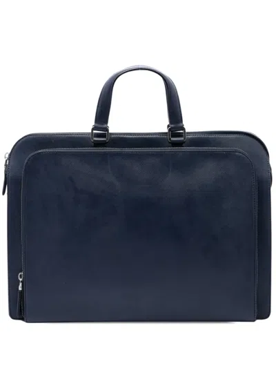 Pre-owned Prada 2013-2026 Saffiano Business Bag In Blue